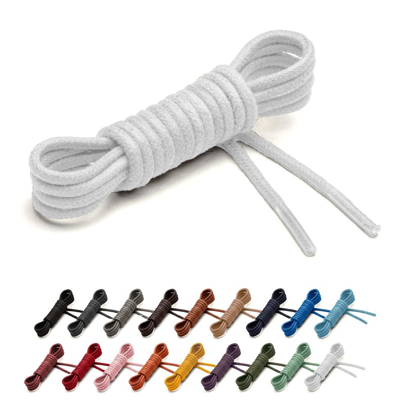 Benchmark Basics White 33" Round Waxed Cotton Shoelaces | 2mm (5/64â€) Width (33 Inches, White) - Image 1